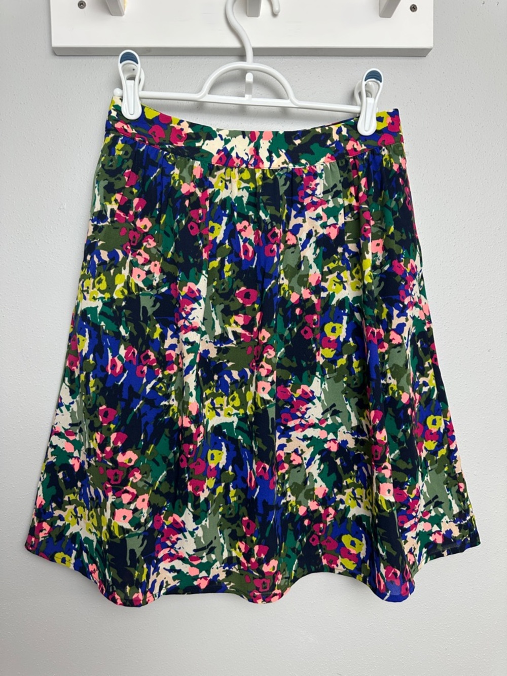 J. Crew Vibrant Floral Circle Skirt in Pink, Green, Blue, Cream